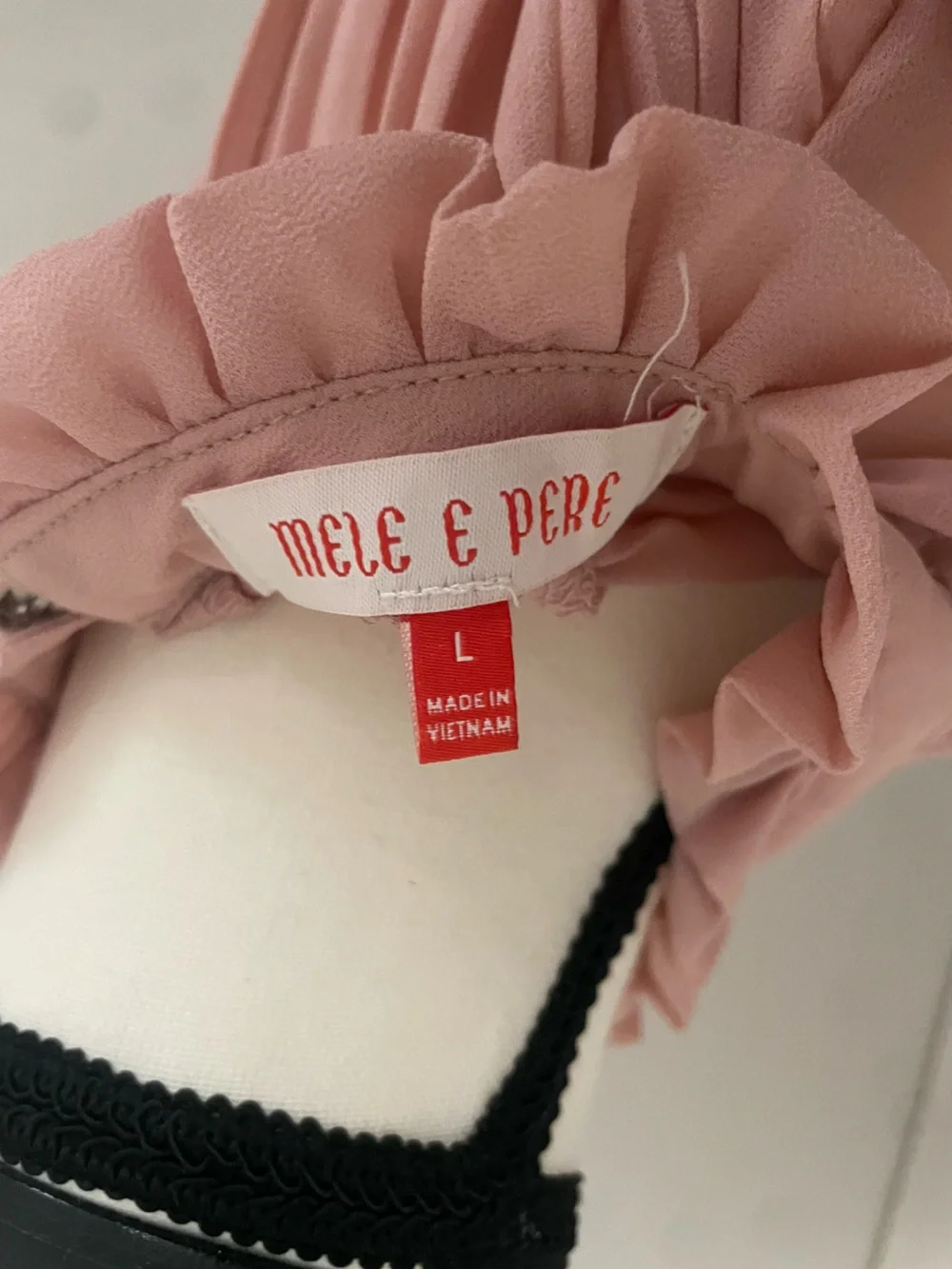 Mele E Pere Chiffon Blouse Top Size L Pink Ruffled Pleated High Neck Sleeveless
